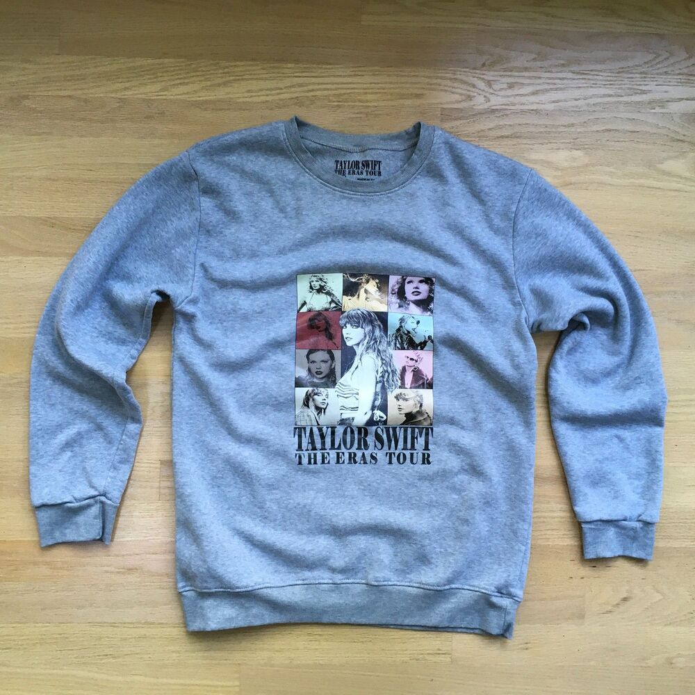 Taylor Swift The Eras Tour Sweatshirt Large Gray Crewneck Graphic Pullover